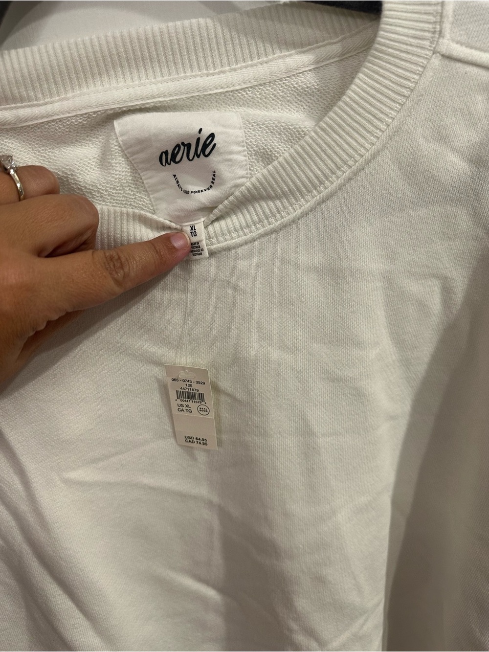 Aerie White Crew Neck Sweater Top